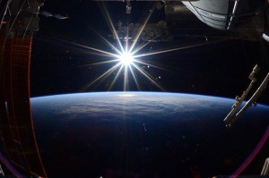 Create meme: in the open space, the sun from the ISS, photo of the sun from the ISS