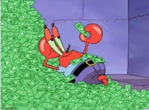 Create meme: Mr. Krabs and money