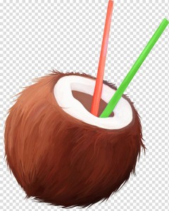 Create meme: coconut cartoon, cocktail from a coconut, coconut water