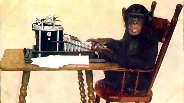 Создать мем: обезьяна с книгой, веселая обезьяна, обезьяна за компом