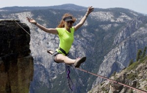 Create meme: extreme, slacklining