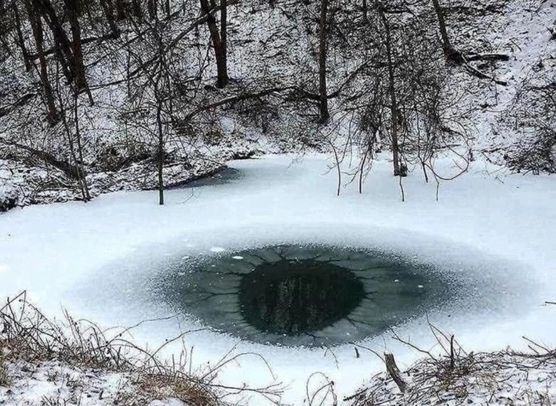 Create meme: the eye of the earth, frozen lake, frozen pond
