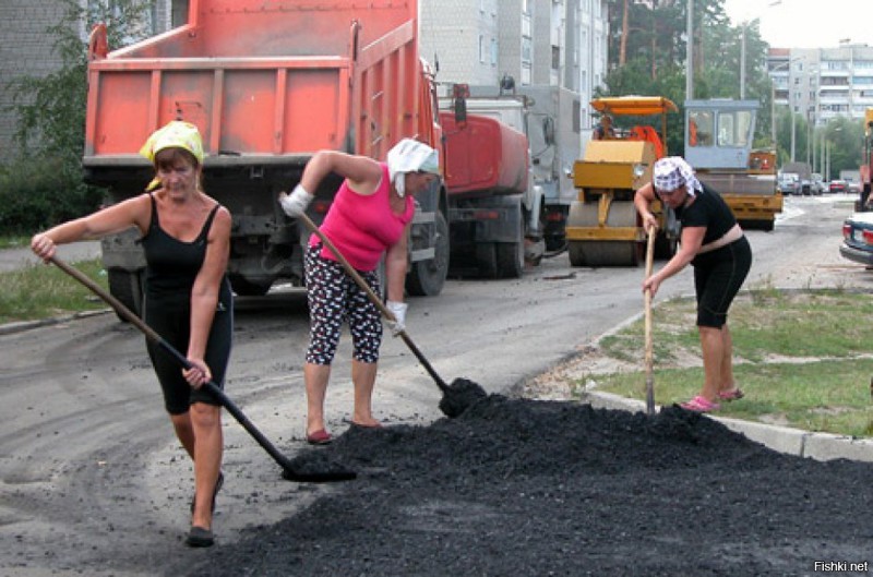 Create meme: the Ministry of Labor has expanded the list of professions for women, women's work, women lay asphalt