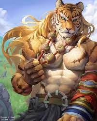 Create meme: furry tiger fighter, furry lion, pumped up tiger