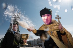 Создать мем: holy rus, священник, святая вода