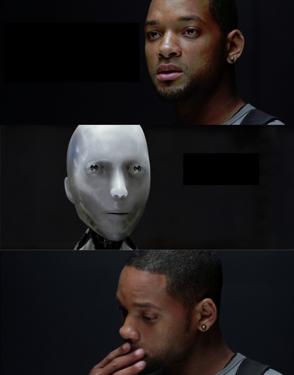 Создать мем: уилл смит и робот, ты всего лишь робот, уилл смит я робот мем