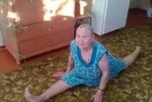 Create meme: grandmother on the twine, the splits stretching, grandma on the twine