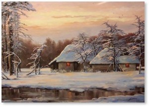 Создать мем: коровин зимний пейзаж, художник кандыбин зимний пейзаж, леднев александр алексеевич . зимний пейзаж.