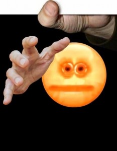 Create meme: hand smiley, meme smiley, meme smiley with arm stretching