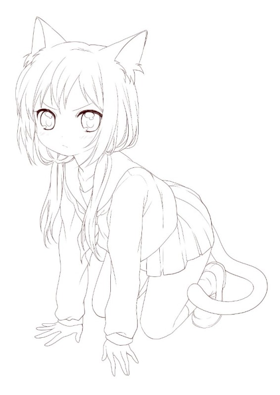 Create meme: coloring pages for anime girls with ears, anime coloring pages with ears, figure 