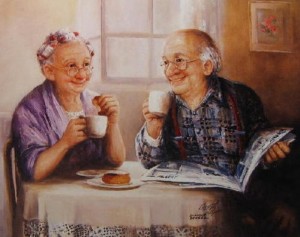Создать мем: день бабушек, радостная бабушка и дедушка рисунок, день бабушек и дедушек