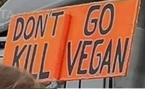 Создать мем: check out, kill vegan, vehicle registration