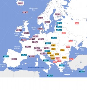 Создать мем: средние зарплаты в европе, европа, карта среднего размера в европе