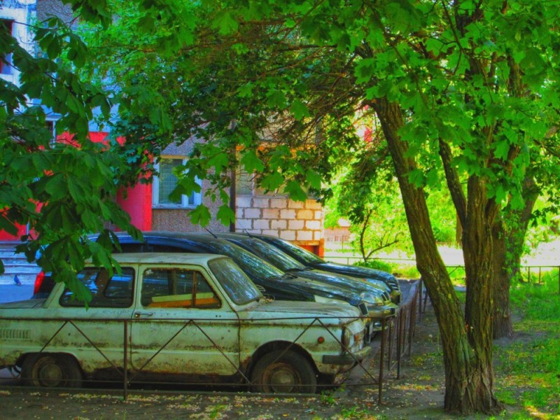 Create meme: the zaz car, car Cossack , old car in the yard