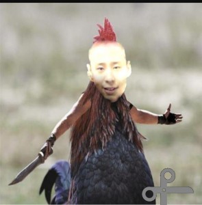 Create meme: funny chicken, meme cock, cock with a knife