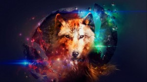 Create meme: images on the phone screen wolves, the wolf and space pictures, wolf space art