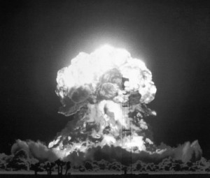 Create meme: siren the threat of nuclear war, atomic bomb, the mushroom cloud from a nuclear bomb