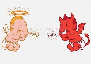 Create meme: angel and devil