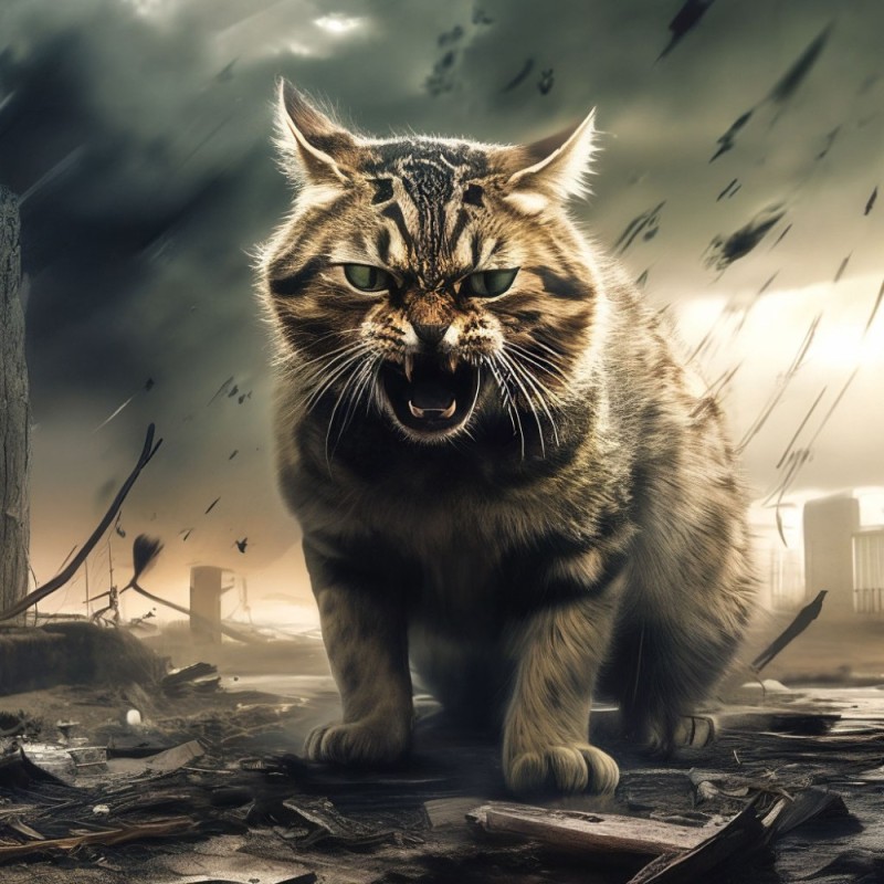 Create meme: angry cat , evil cat, The cat apocalypse