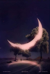 Создать мем: moon, спокойной ночи сюрреалистические картинки, луна
