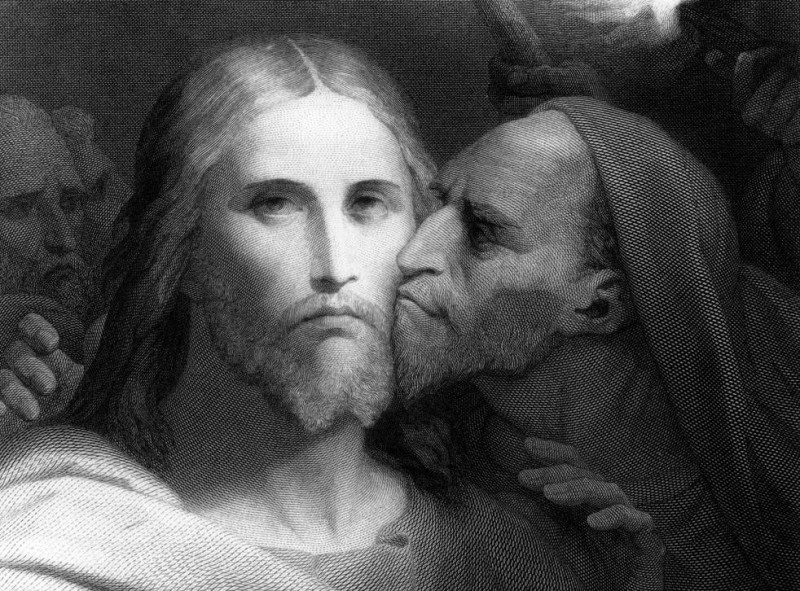 Создать мем: иисус христос, ари шеффер поцелуй иуды, иуда искариот андреев