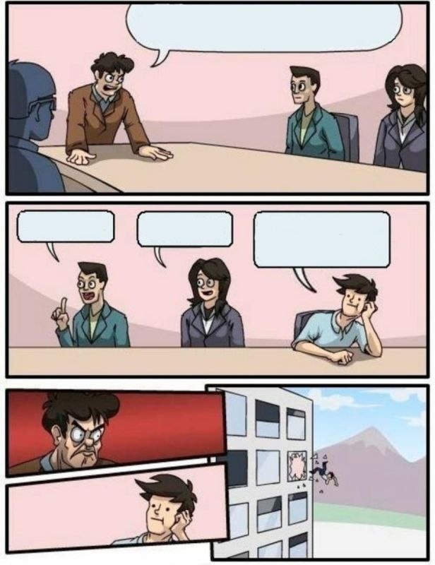 Create meme: The boss throws the meme out of the window, comics memes, Memes comic book meeting