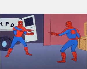 Создать мем: мем 3 человека паука, два человека паука мем, человек паук мемы