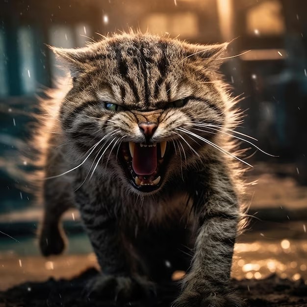 Create meme: a rabid cat , cat , mad cat