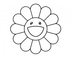 Создать мем: takashi murakami ромашка, takashi murakami цветок раскраска, ромашка с улыбкой раскраска