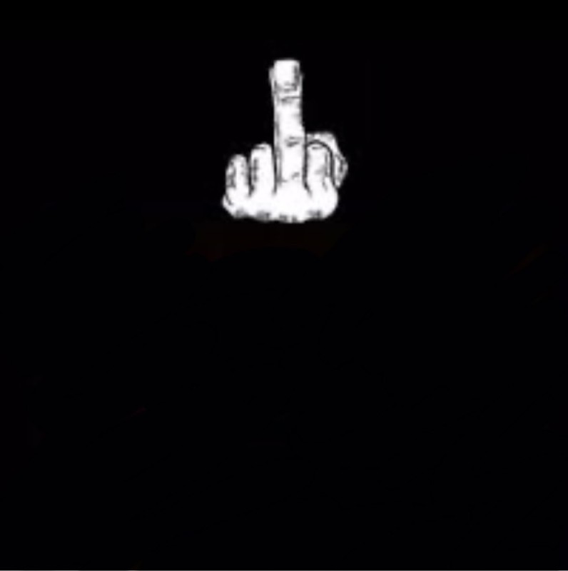 Create meme: FAK of, click on the screensaver, middle finger on a black background