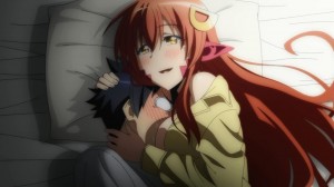 Create meme: photo of Lilith from the anime, daily life with monster girl, daily life with girl with monster photo, monster musume no iru nichijou tits gif