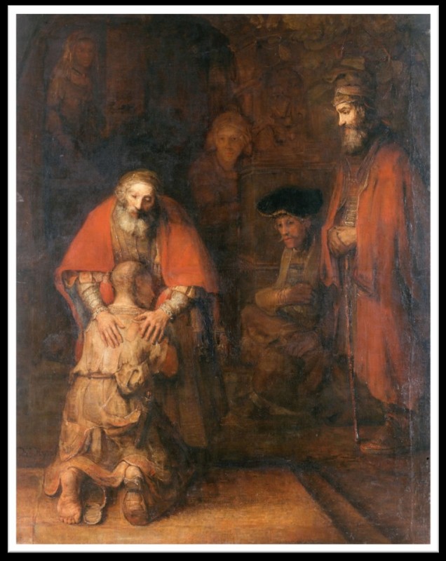Create meme: painting return of the prodigal son, Rembrandt van Rijn return of the prodigal son, Rembrandt return of the prodigal son