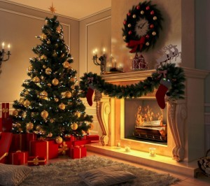 Create meme: new year, new year fireplace Christmas tree, beautiful Christmas tree