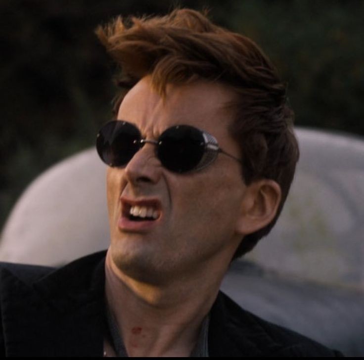 Create meme: snicket, crowley good omens glasses, perhaps