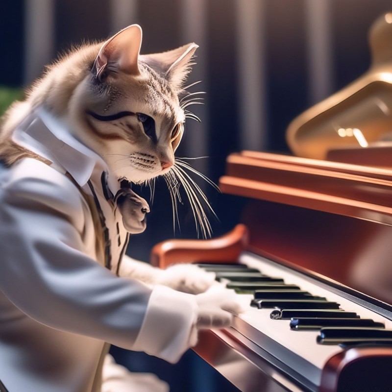 Создать мем: кот пианист бенто, cat, кошка