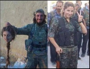 Создать мем: rehana kurdish, муаджахед с отрезанной головой, сирийские девушки игил