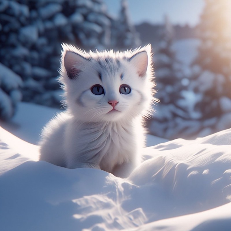 Create meme: cat , ivory white , fluffy kitten