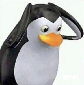 Create meme: cast iron penguin, the penguin grabs his head, penguin 