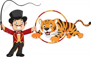 Создать мем: дрессировщик, тигр циркач мультящный, тигр мультяшка