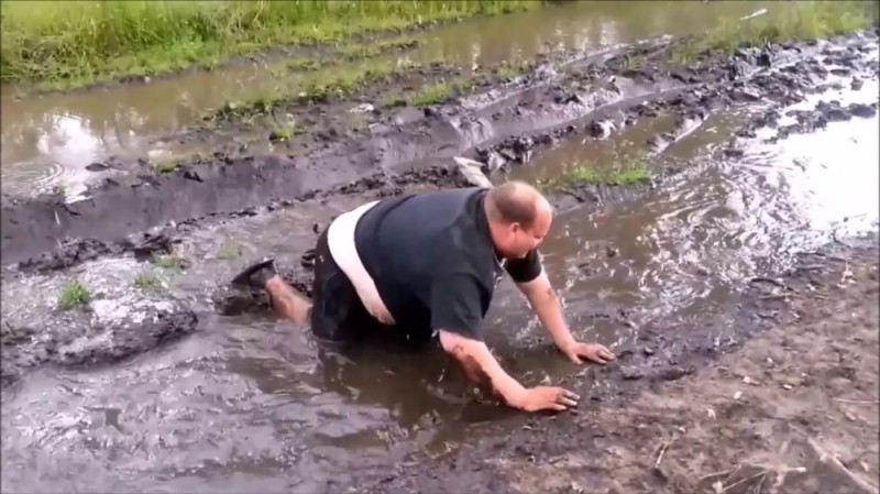 Create meme: drunk in a puddle, Russian jokes , on the river