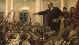 Создать мем: картина ленин среди рабочих, картина ленин на трибуне, ленин провозглашает советскую власть картина