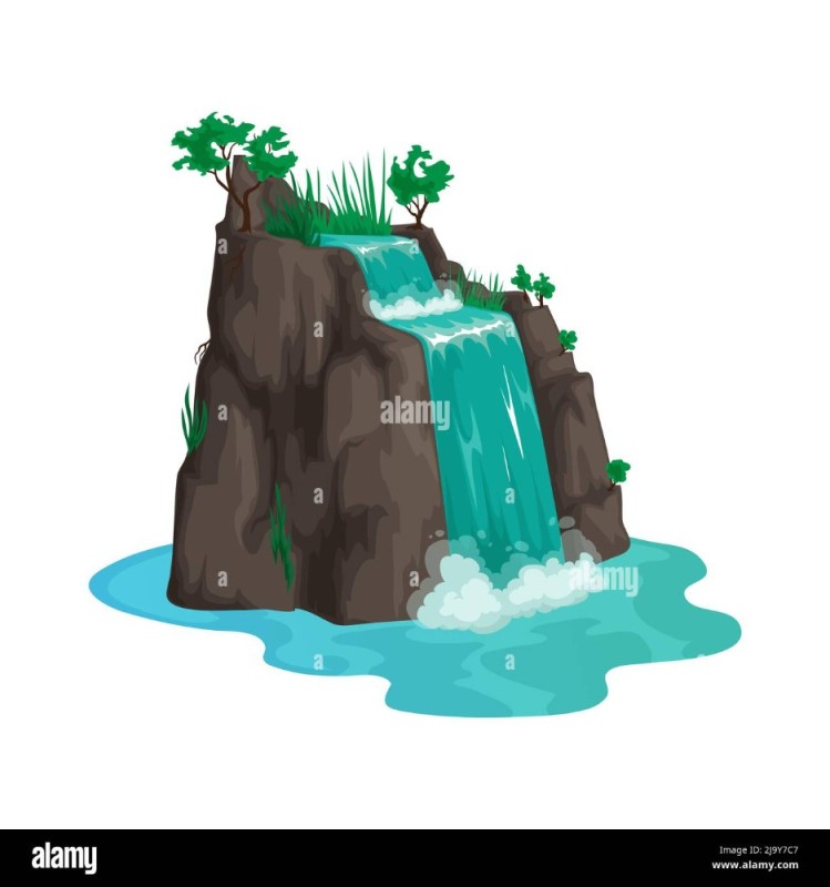 Create meme: waterfall cartoon, waterfall vector, clipart waterfall