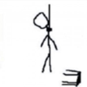 Create meme: man hanged himself, the hanging stickman, stickman