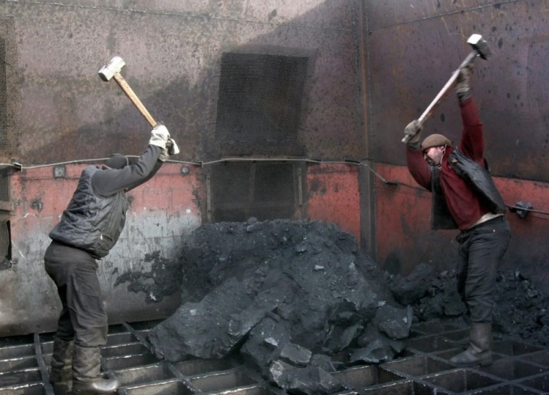 Create meme: coal, a worker with a sledgehammer, the man with the sledgehammer