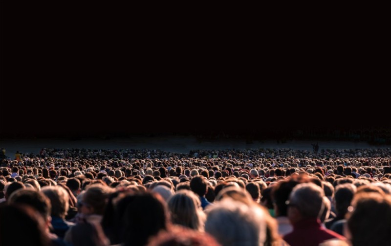 Create meme: the crowd , a large crowd of people, billions of people