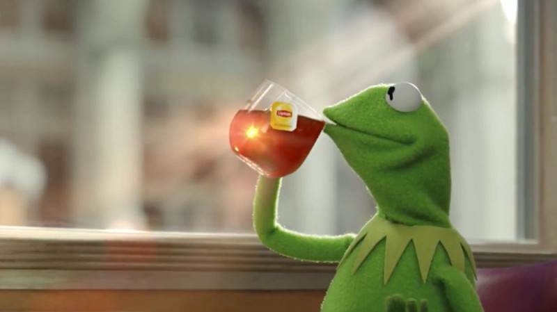 Create meme: Kermit drinking tea, kermit , Kermit the frog