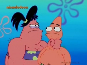 Создать мем: spongebob squarepants, spongebob squarepants big sister sam is sad, патрик умные штаны