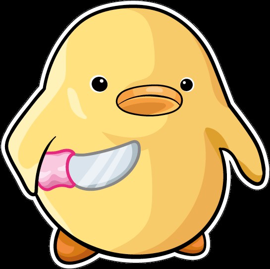 Create meme: duck with a knife, duck sticker, duck with a knife