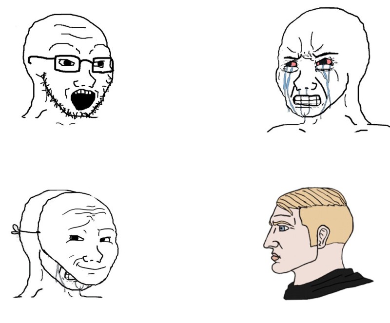 Create meme: wojak mask, memes , The meme under the mask