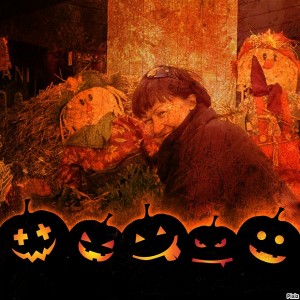 Create meme: pumpkin, orange Halloween background, Halloween